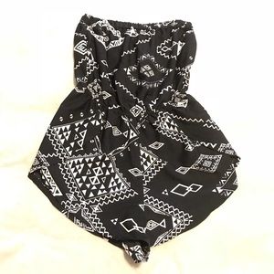 True Destiny Geometric Romper Strapless